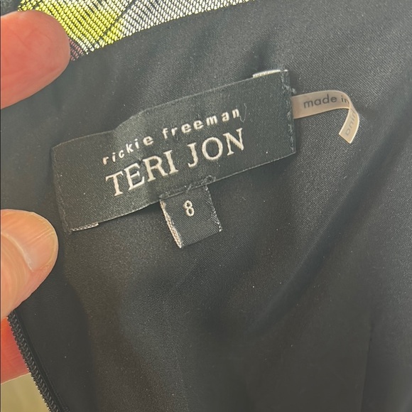 Rickie Freeman for Teri Jon Black and White Asymmetrical Sheath Dress - Picture 8 of 11